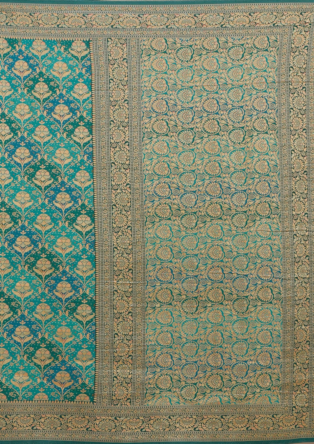 Turquoise Blue Banarasi Silk Saree_koskii