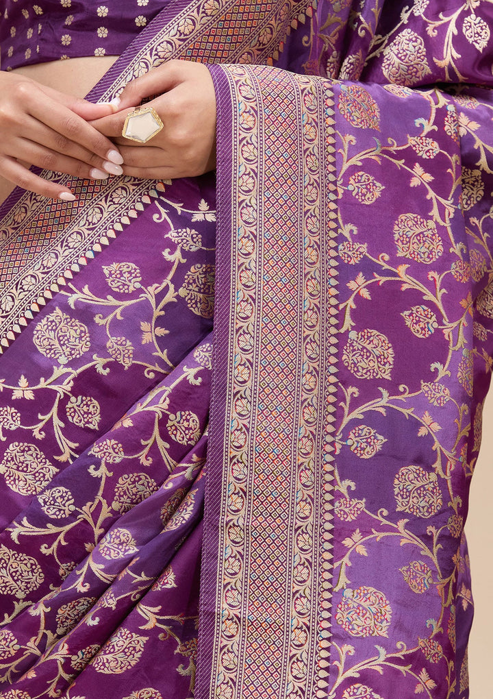 Purple Zariwork (Gold) Art Silk Saree