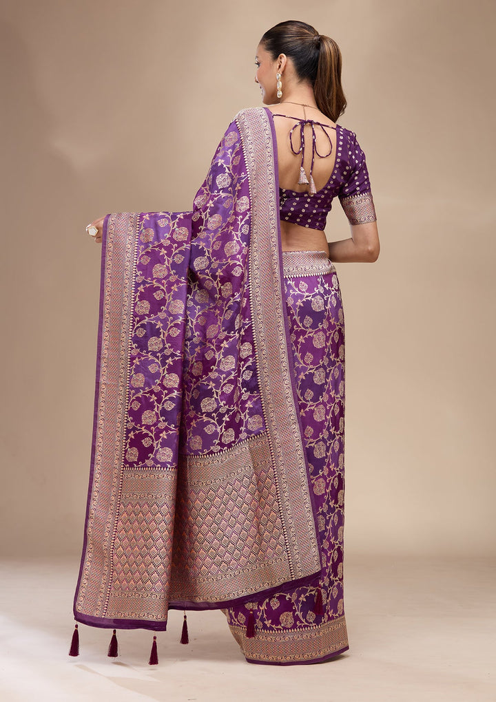 Purple Zariwork (Gold) Art Silk Saree
