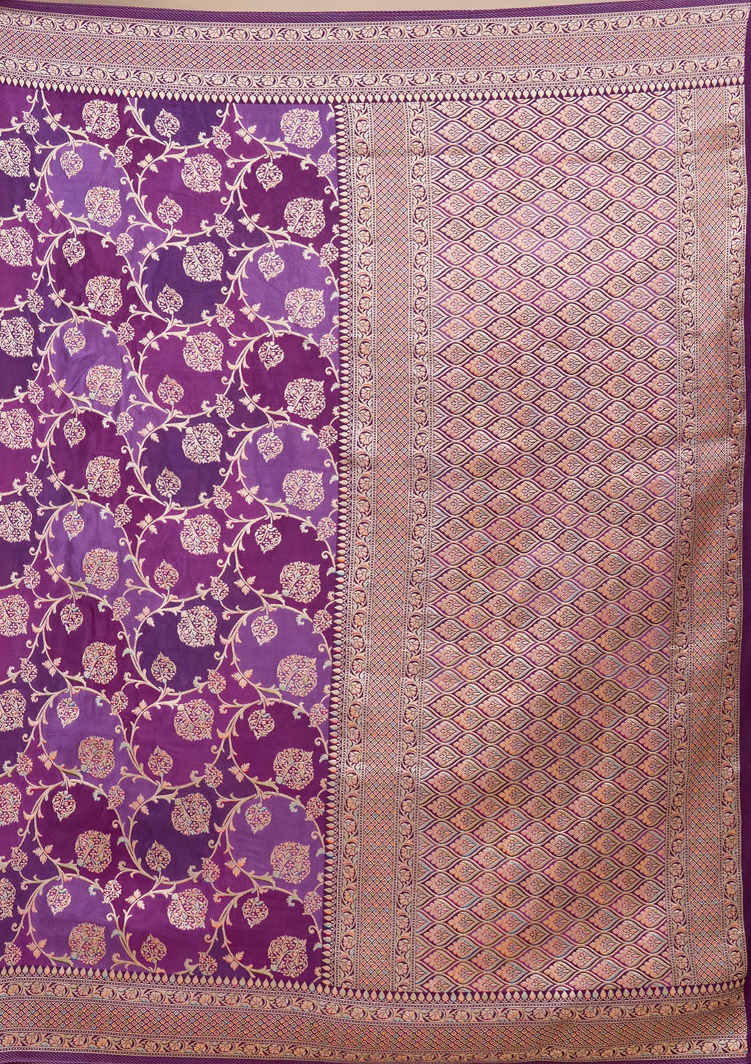 Purple Zariwork (Gold) Art Silk Saree