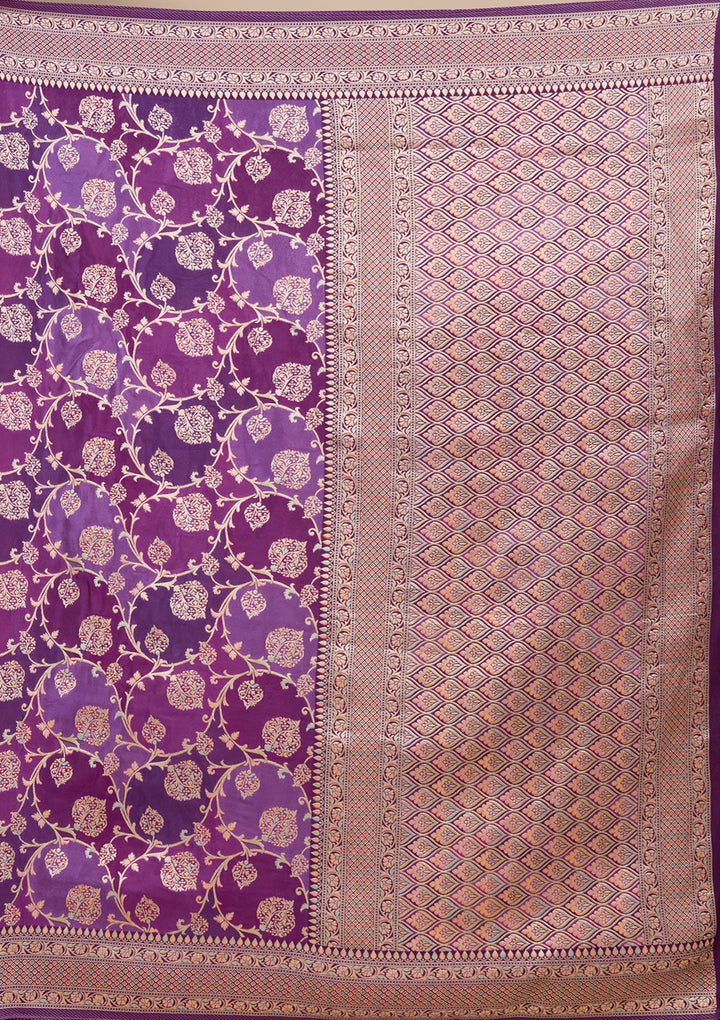 Purple Zariwork (Gold) Art Silk Saree