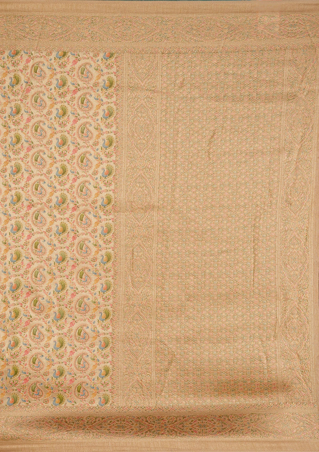 Beige Zariwork (Gold) Art Silk Saree