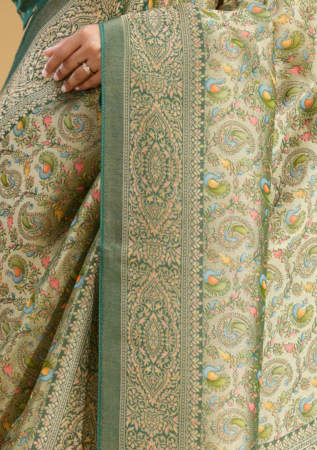 Mehendi Zariwork (Gold) Art Silk Saree