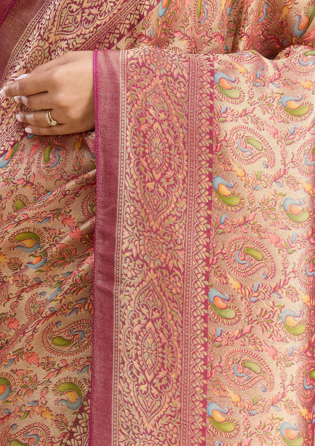 Wine Zariwork (Gold) Art Silk Saree