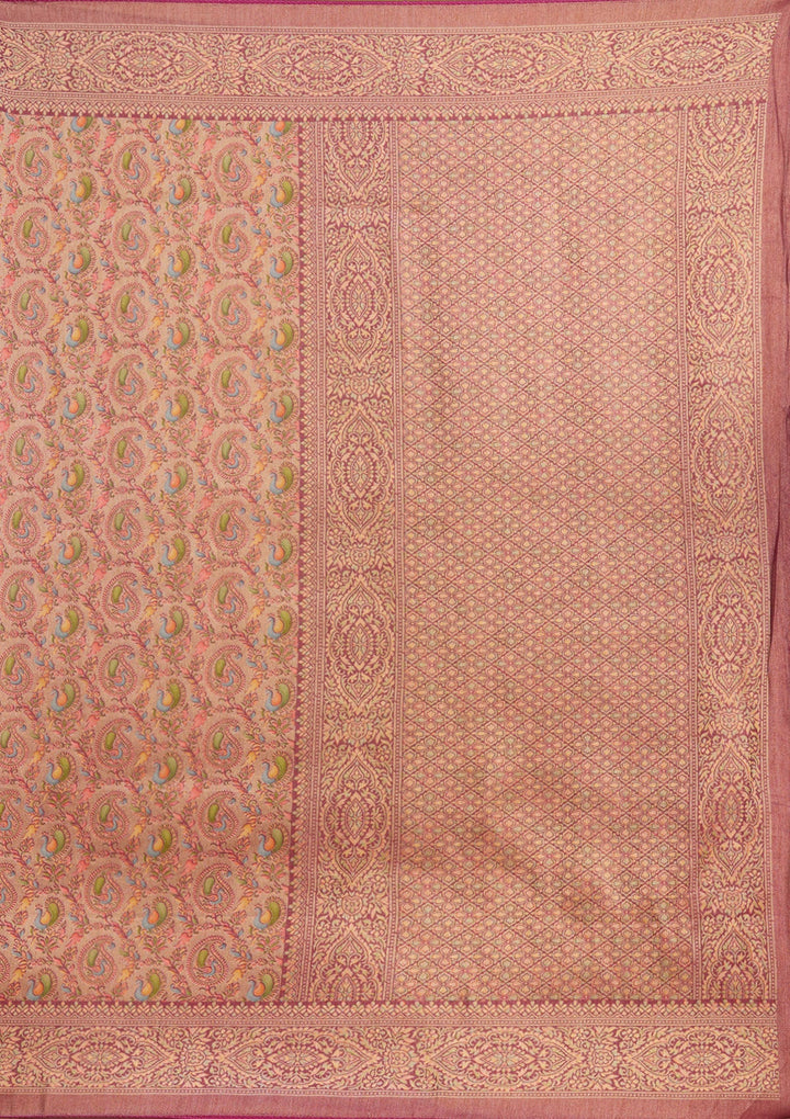 Wine Zariwork (Gold) Art Silk Saree