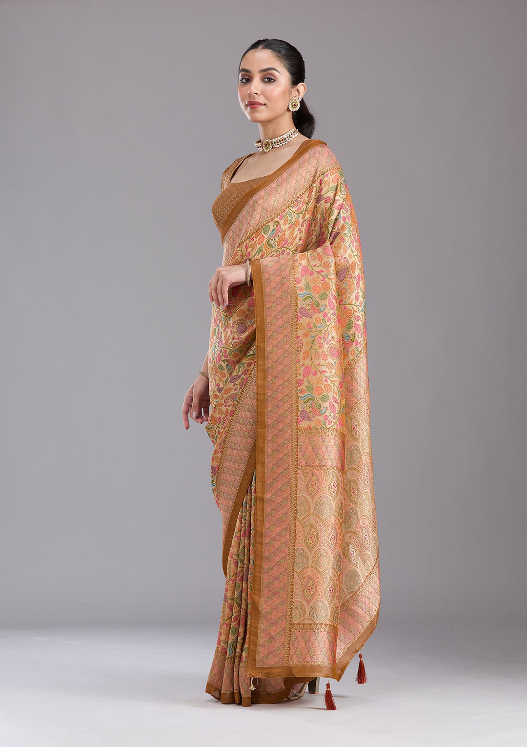 Gold Banarasi Silk Saree-koskii