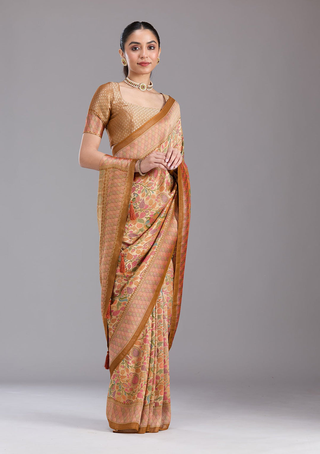 Gold Banarasi Silk Saree-koskii