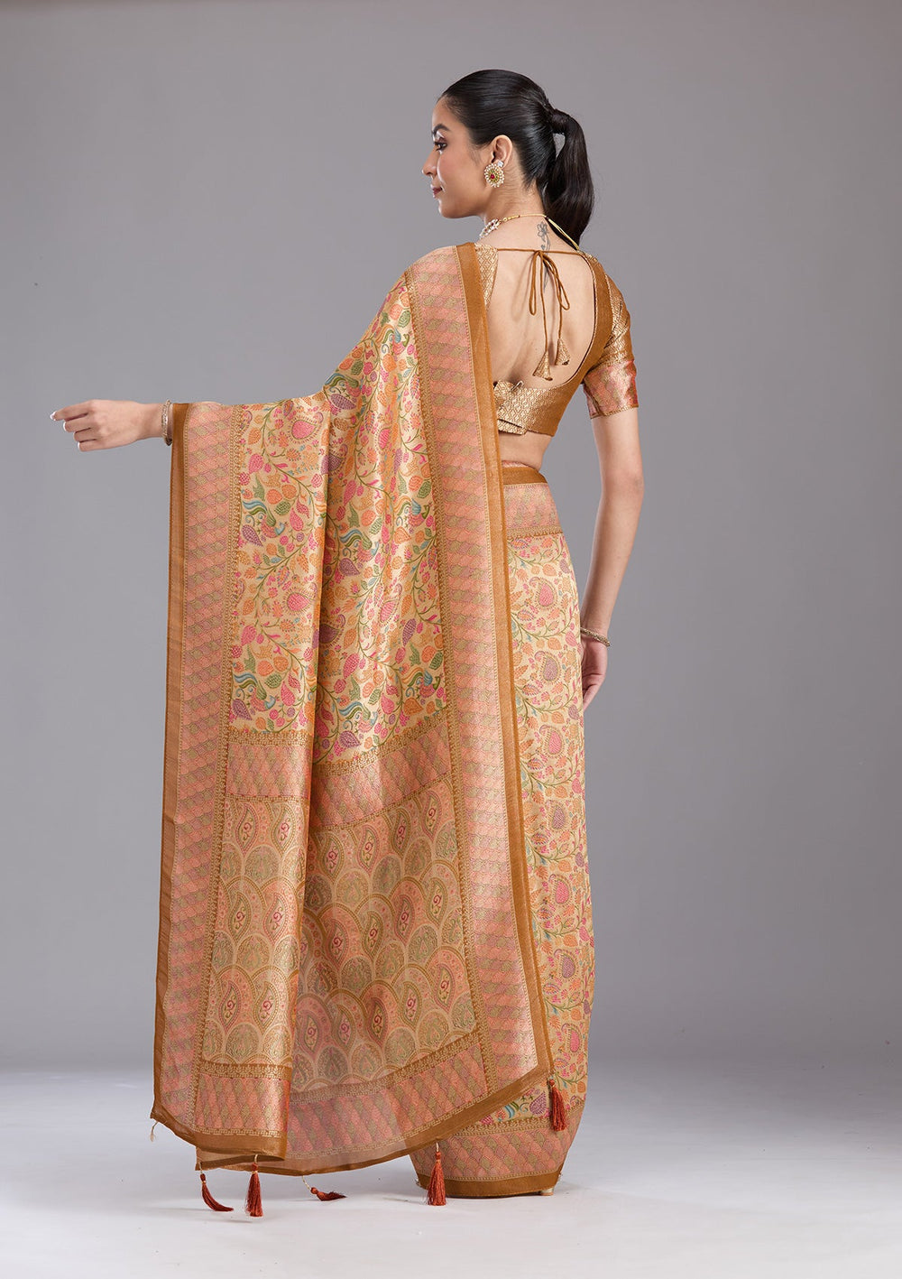 Gold Banarasi Silk Saree-koskii