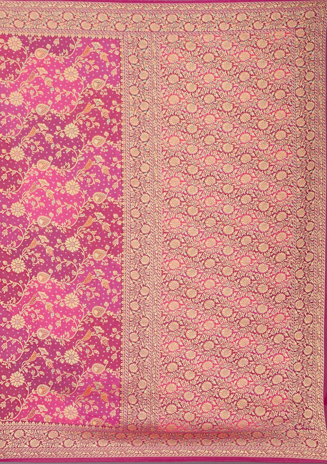 Rani Pink Banarasi Silk Saree-koskii