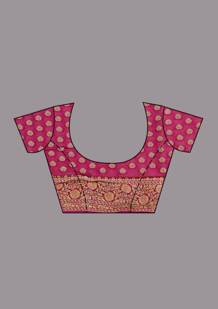 Rani Pink Banarasi Silk Saree-koskii