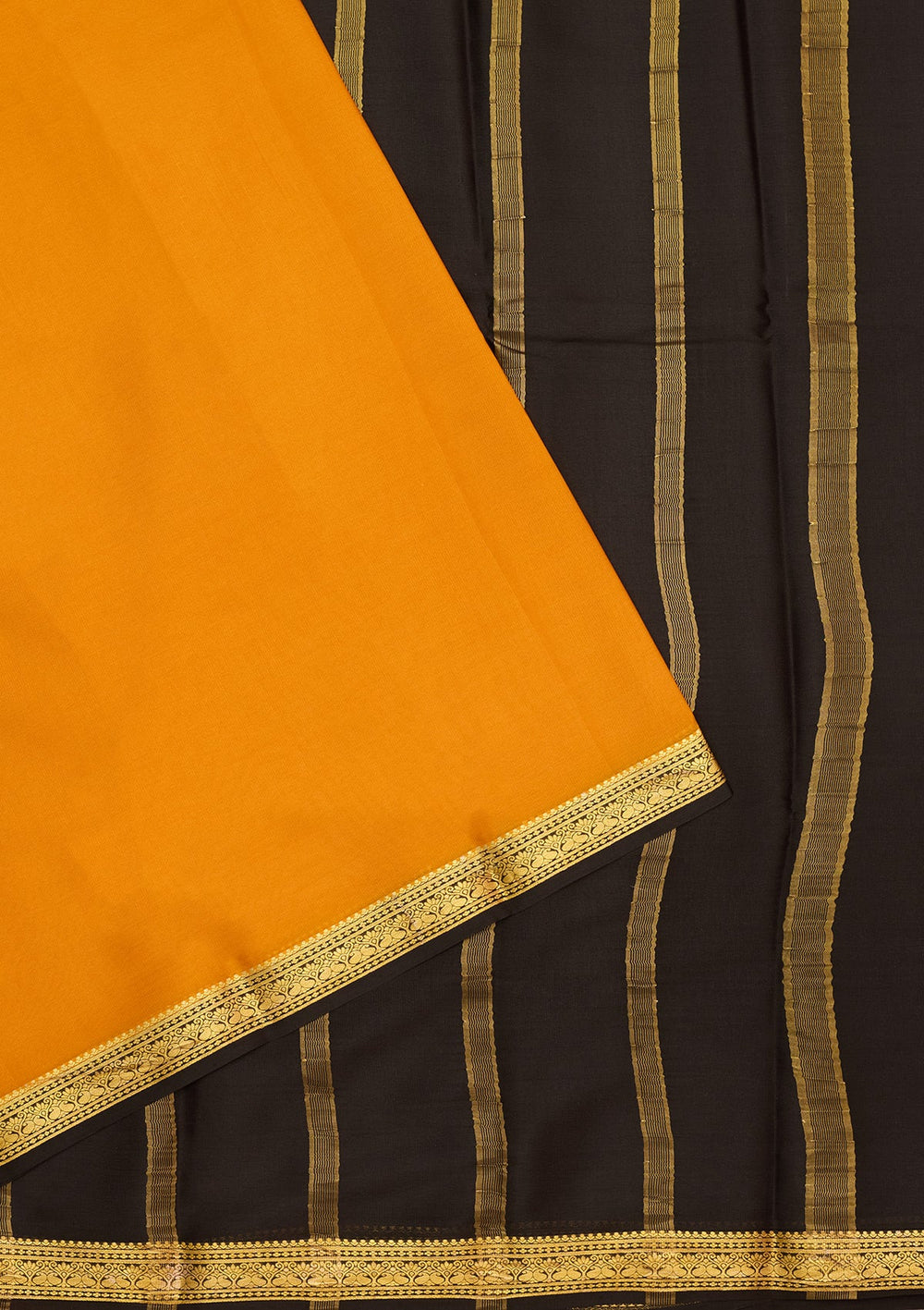 Mustard Zariwork Pure Crepe Silk Saree-Koskii