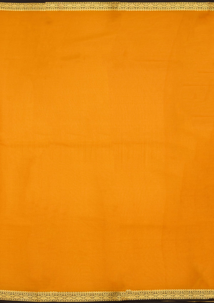 Mustard Zariwork Pure Crepe Silk Saree-Koskii