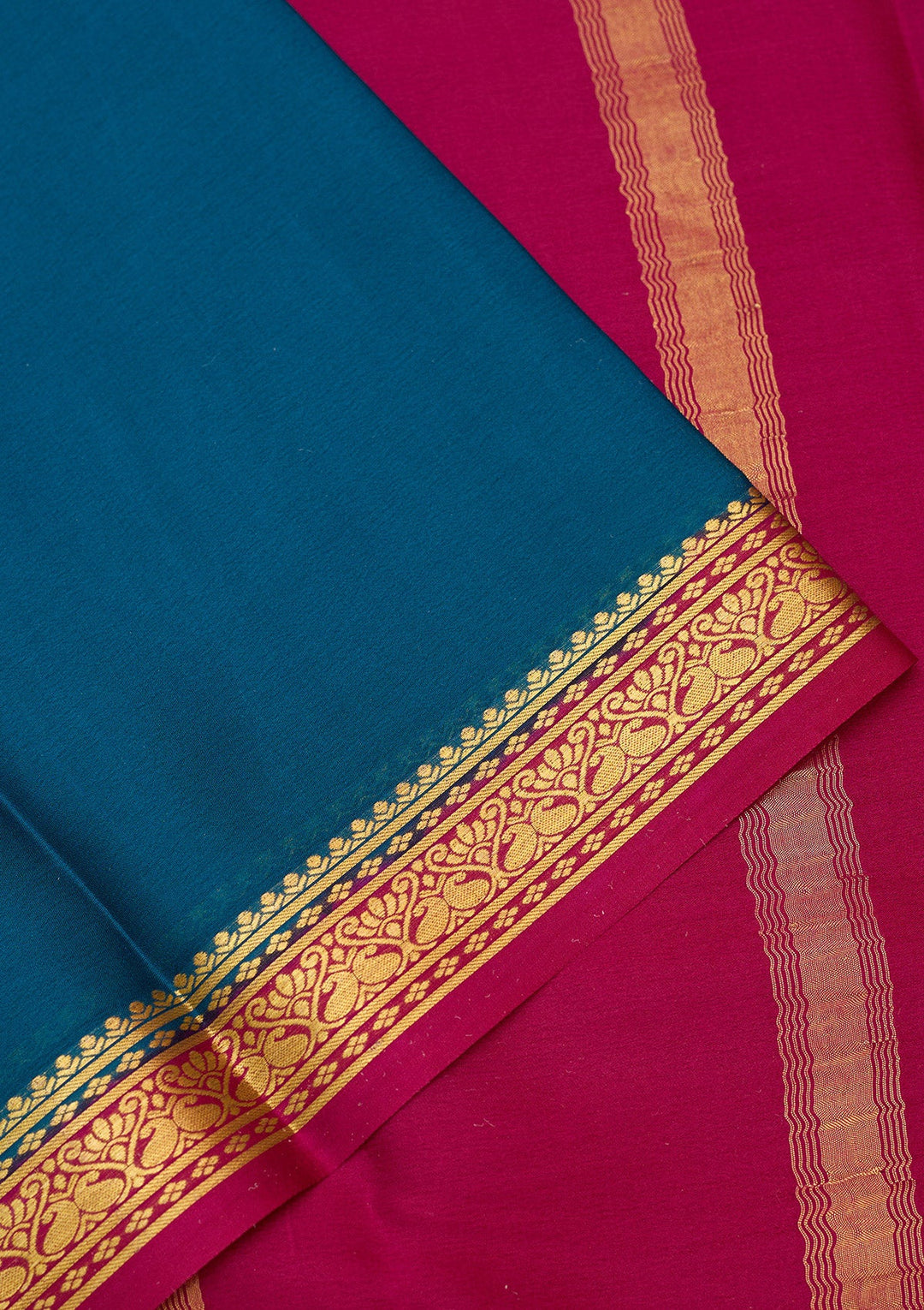 Peacock Blue Zariwork Pure Crepe Silk Saree-Koskii