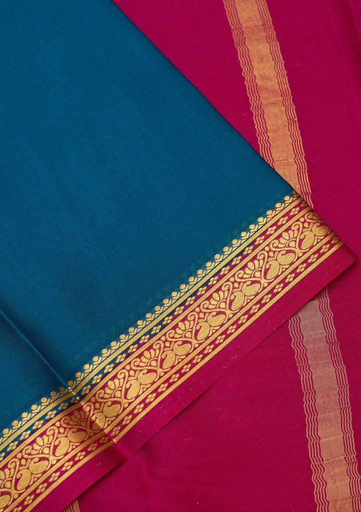 Peacock Blue Zariwork Pure Crepe Silk Saree-Koskii