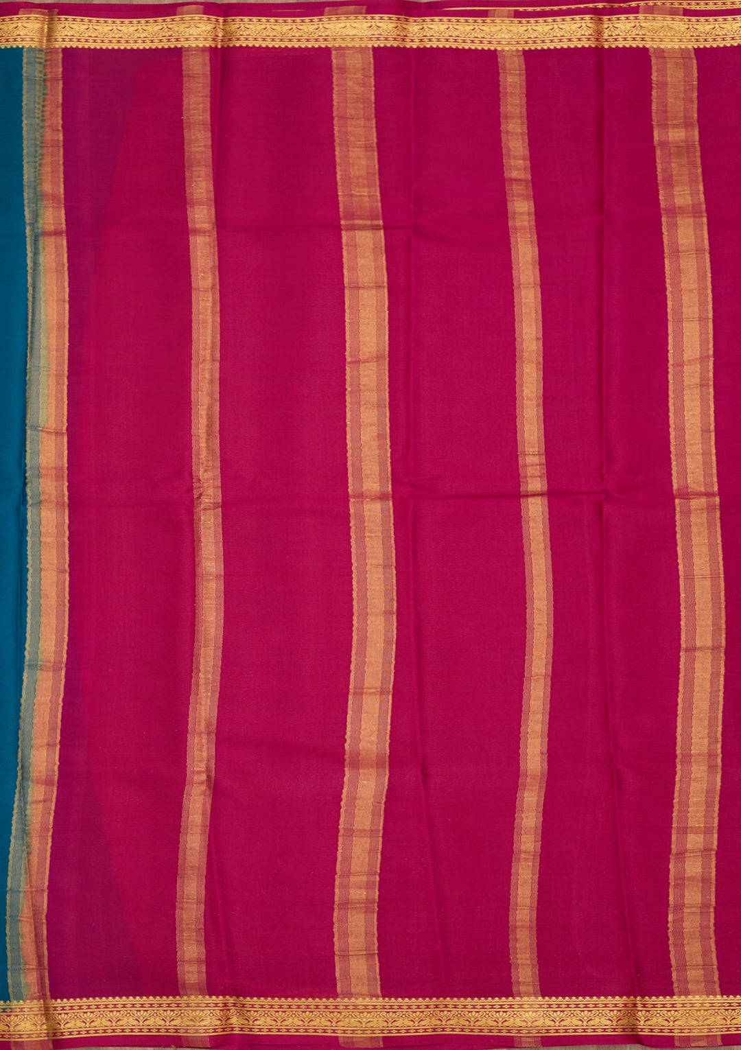 Peacock Blue Zariwork Pure Crepe Silk Saree-Koskii