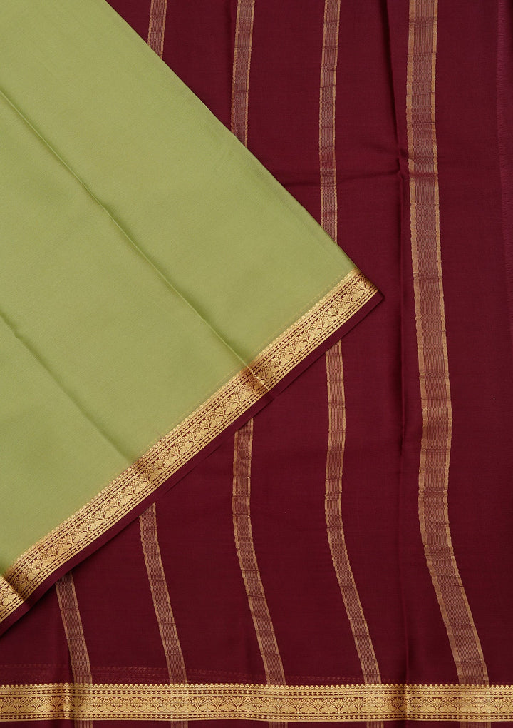 Pista Green Zariwork Pure Crepe Silk Saree_koskii