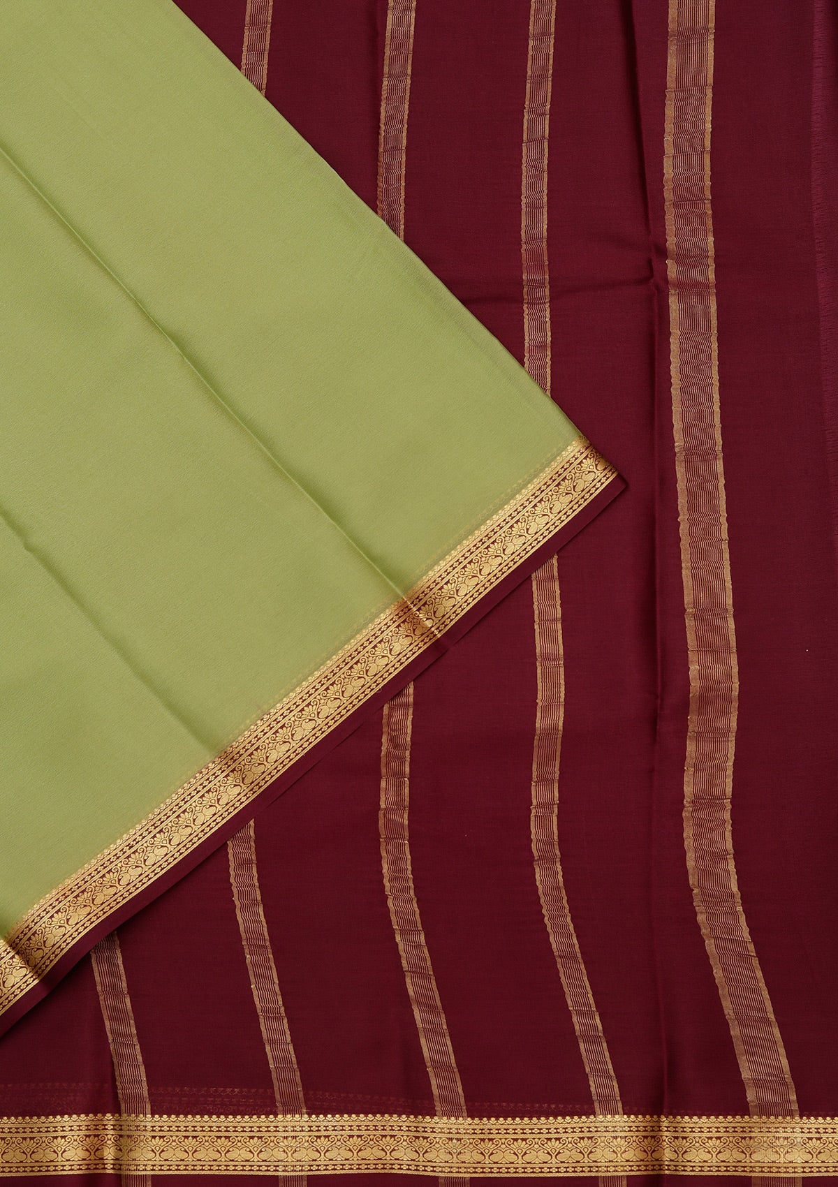 Pista Green Zariwork Pure Crepe Silk Saree-koskii