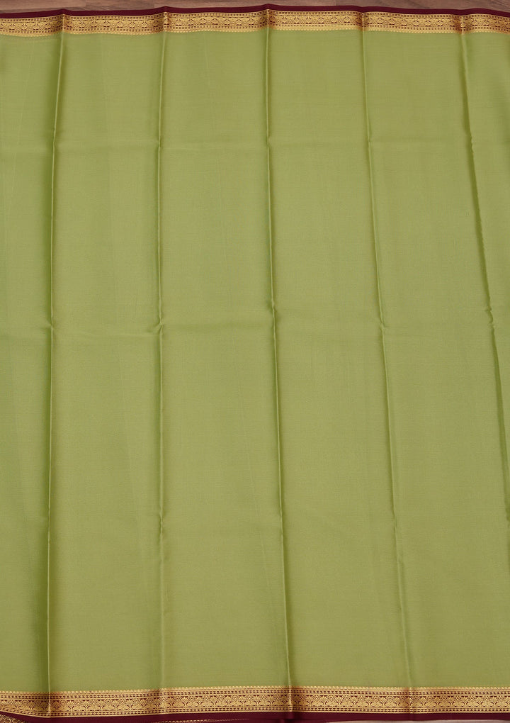 Pista Green Zariwork Pure Crepe Silk Saree_koskii