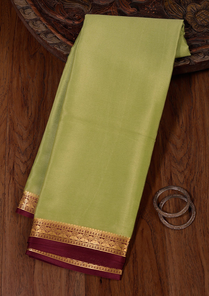Pista Green Zariwork Pure Crepe Silk Saree_koskii