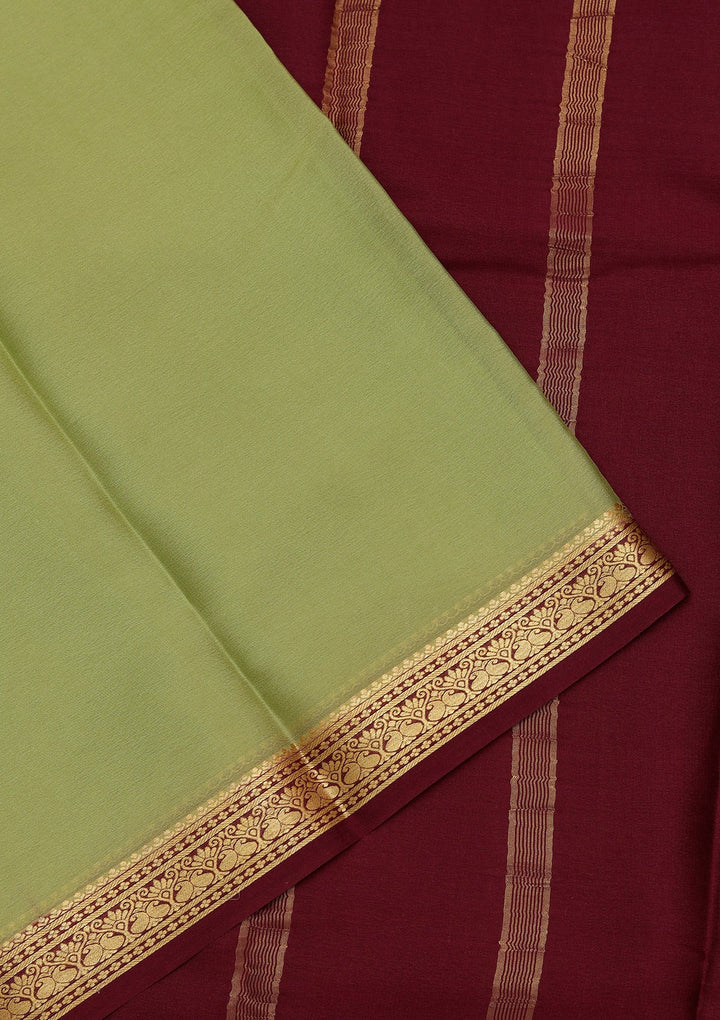 Pista Green Zariwork Pure Crepe Silk Saree_koskii
