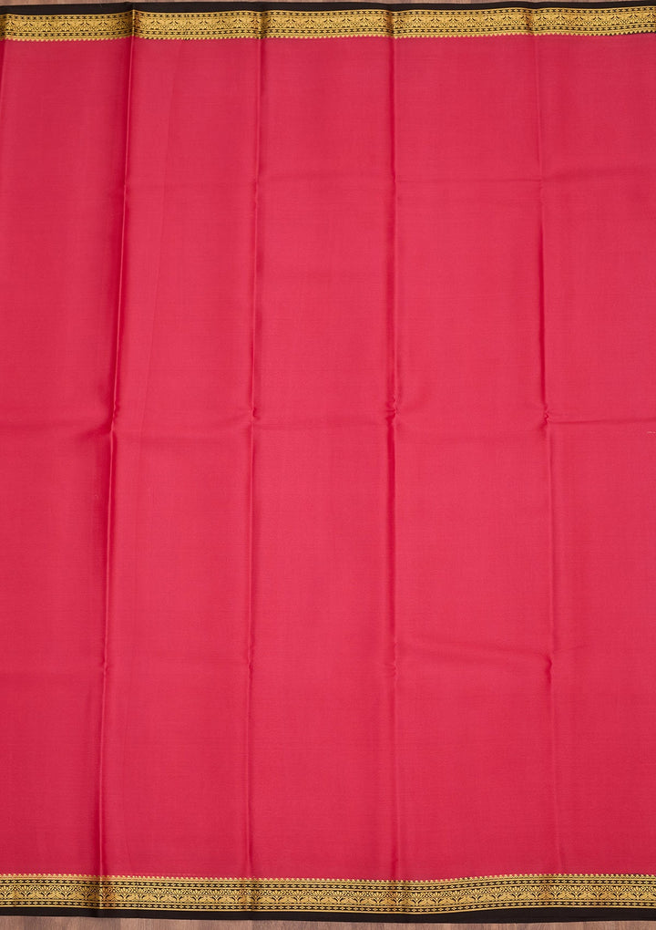 Rani Pink Zariwork Pure Crepe Silk Saree-Koskii