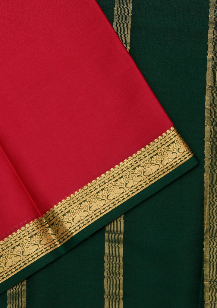 Rani Pink Zariwork Pure Crepe Silk Saree_koskii