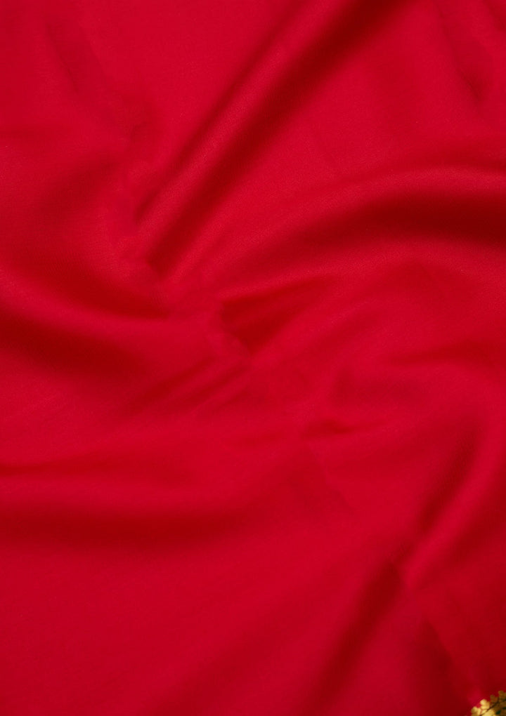 Red Zariwork Pure Crepe Silk Saree-Koskii