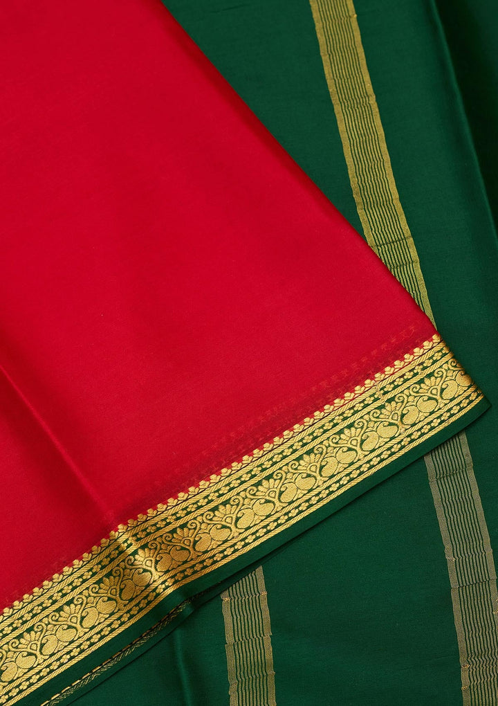 Red Zariwork Pure Crepe Silk Saree-Koskii