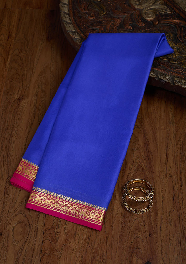 Royal Blue Zariwork Pure Crepe Silk Saree-Koskii