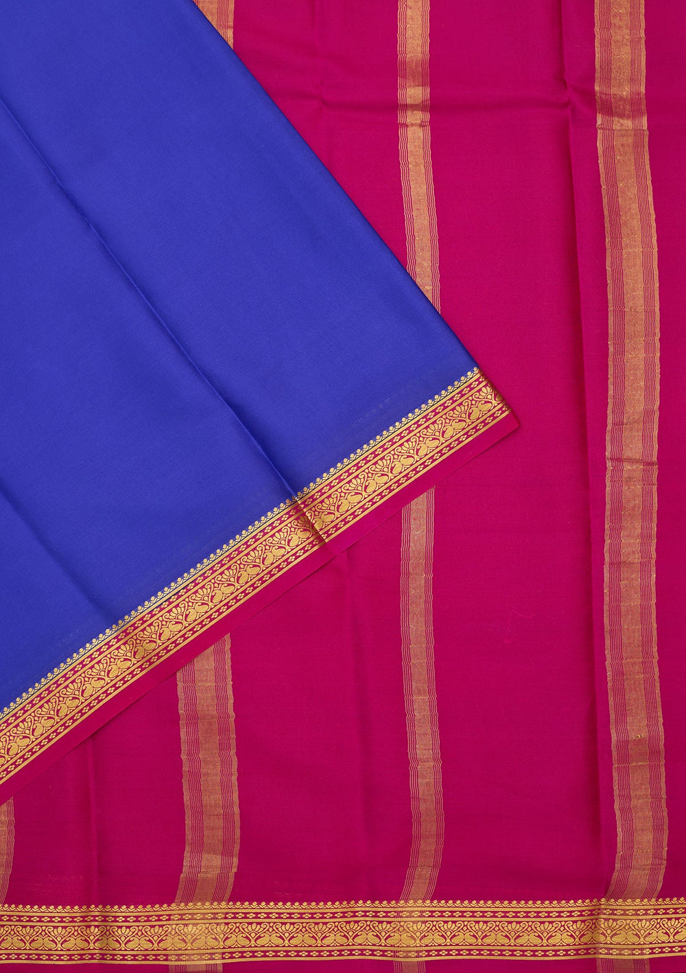 Royal Blue Zariwork Pure Crepe Silk Saree-Koskii