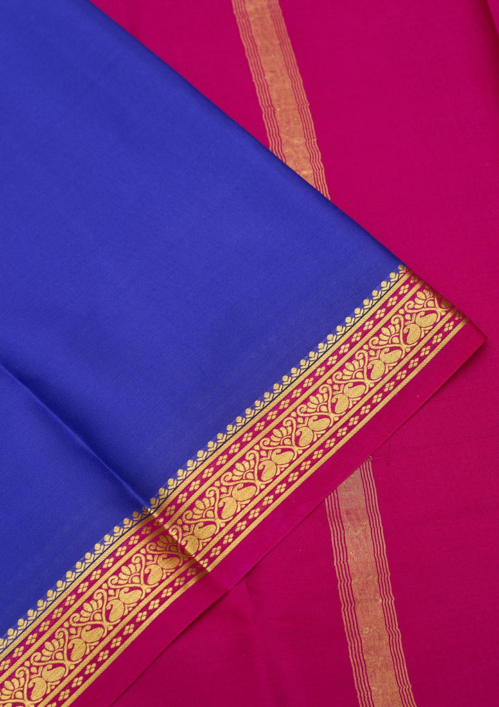 Royal Blue Zariwork Pure Crepe Silk Saree-Koskii