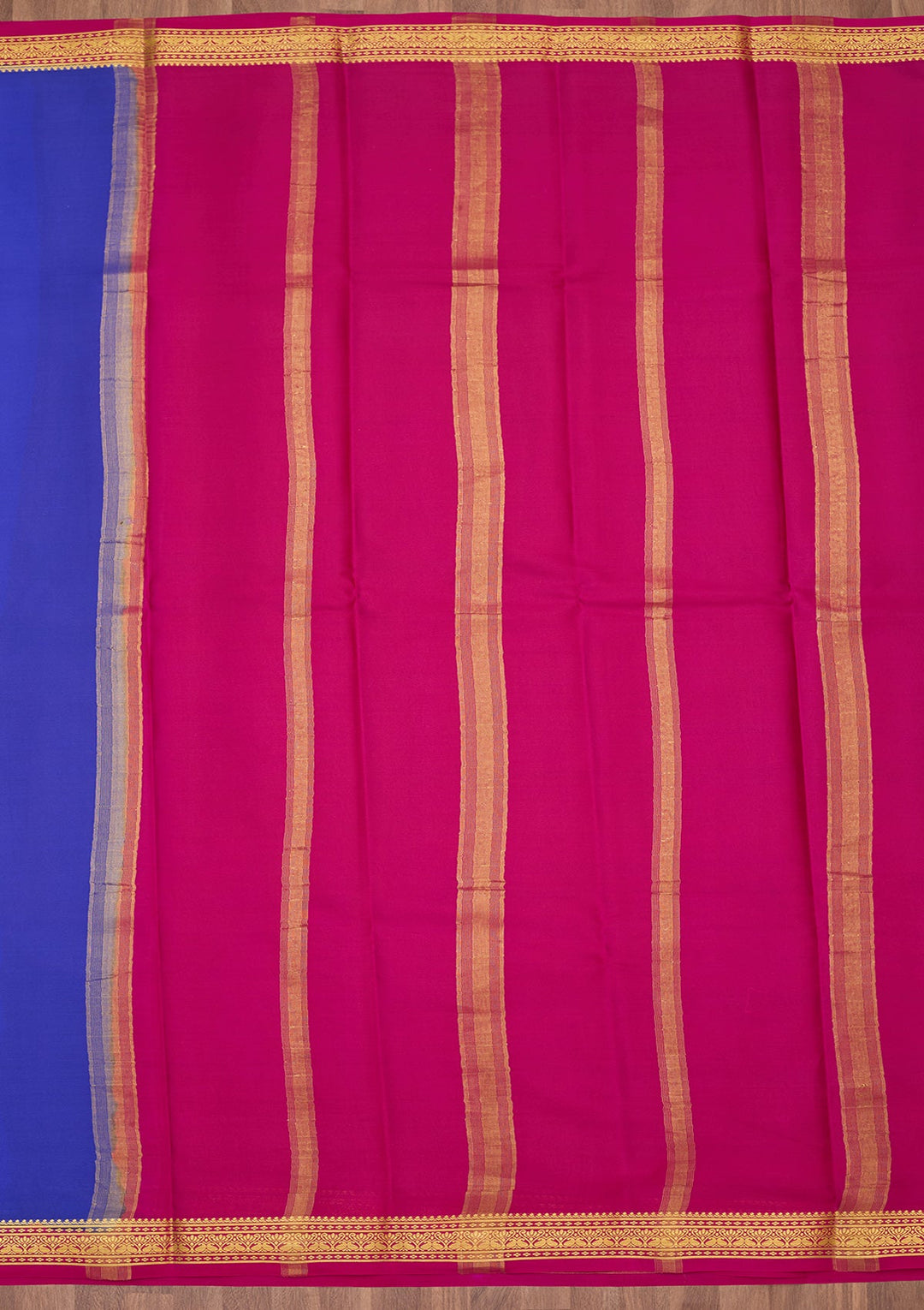 Royal Blue Zariwork Pure Crepe Silk Saree-Koskii