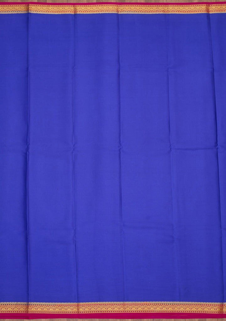 Royal Blue Zariwork Pure Crepe Silk Saree-Koskii