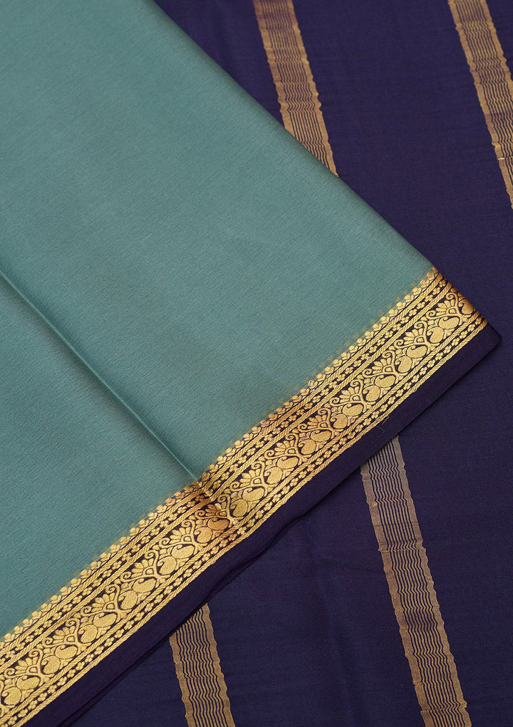 Sea Green Zariwork Pure Crepe Silk Saree-Koskii
