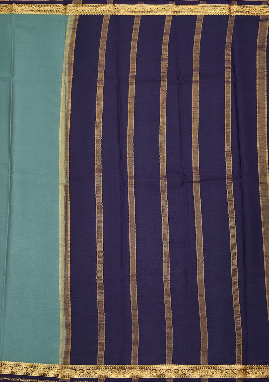 Sea Green Zariwork Pure Crepe Silk Saree-Koskii