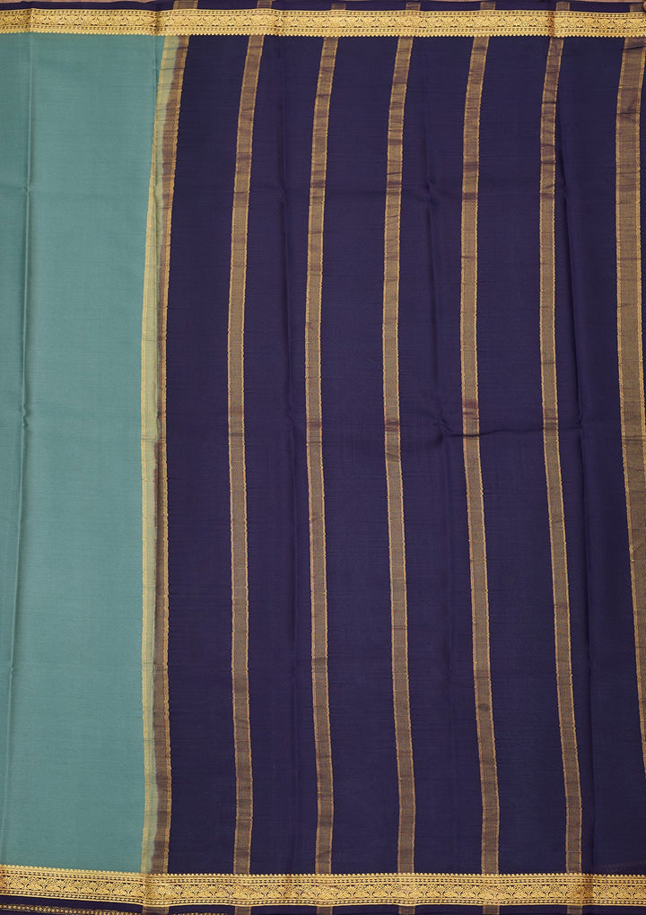 Sea Green Zariwork Pure Crepe Silk Saree-Koskii
