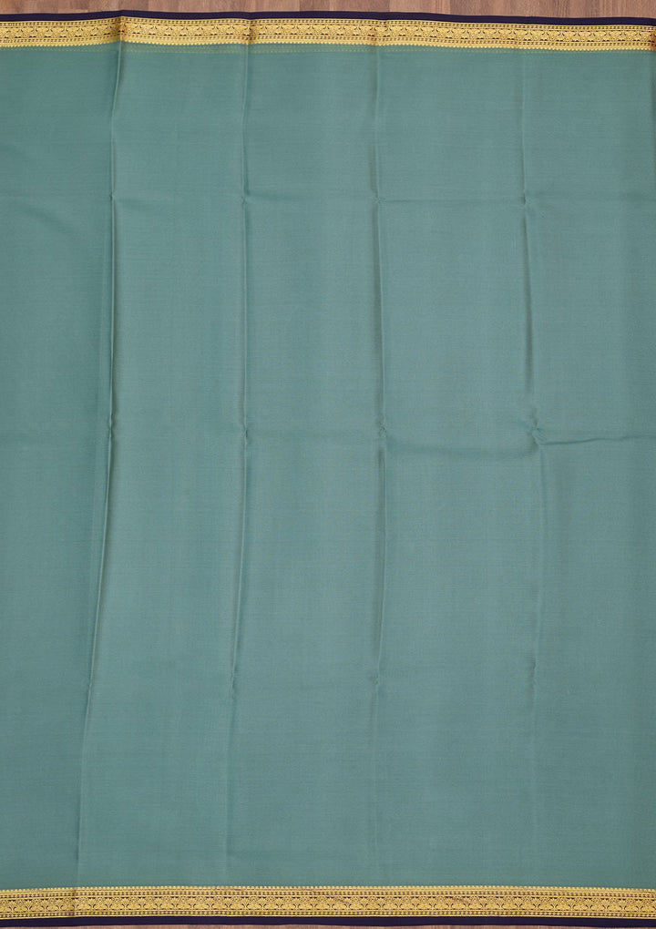 Sea Green Zariwork Pure Crepe Silk Saree-Koskii