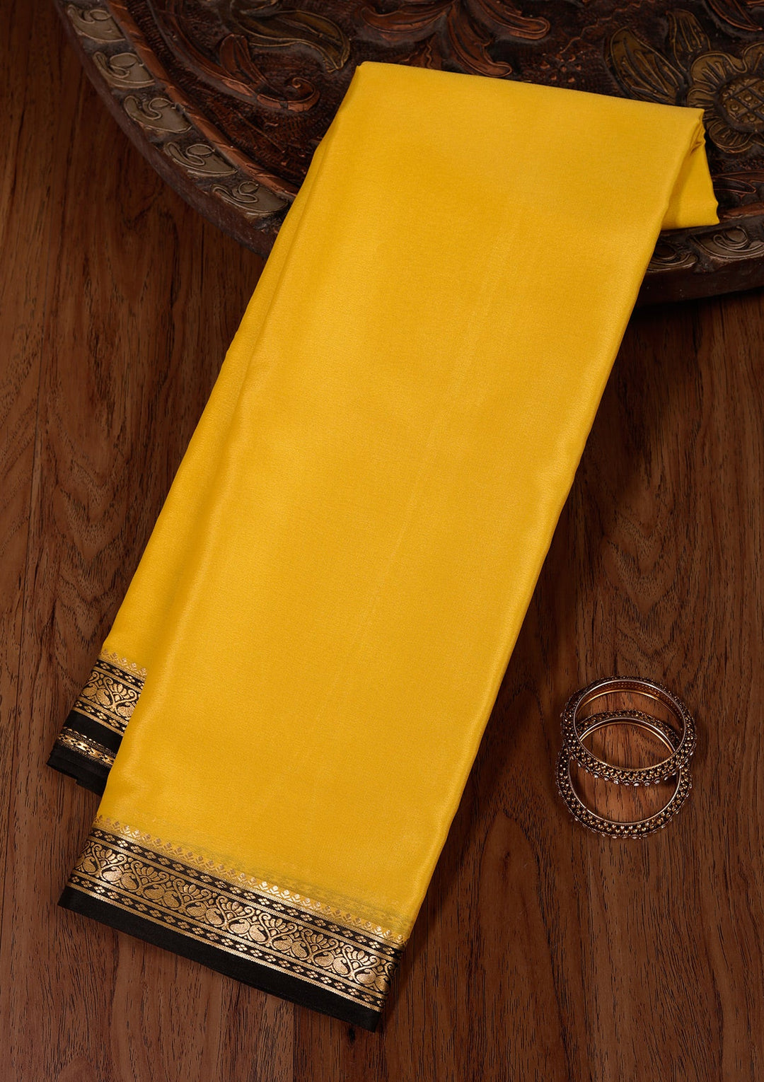 Yellow Zariwork Pure Crepe Silk Saree_koskii