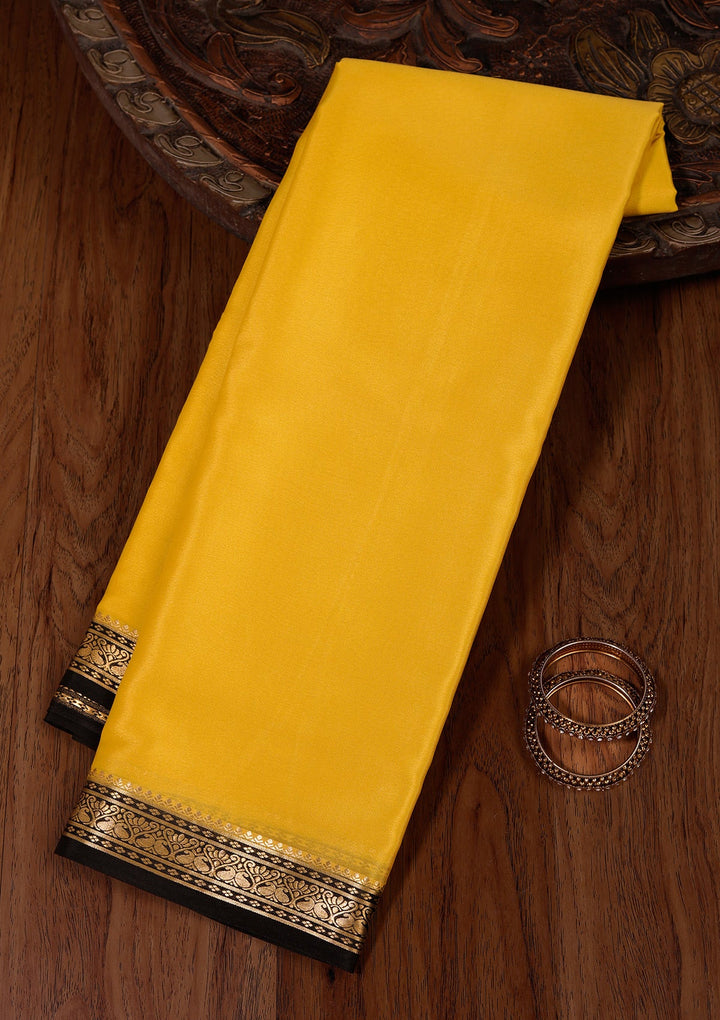Yellow Zariwork Pure Crepe Silk Saree_koskii