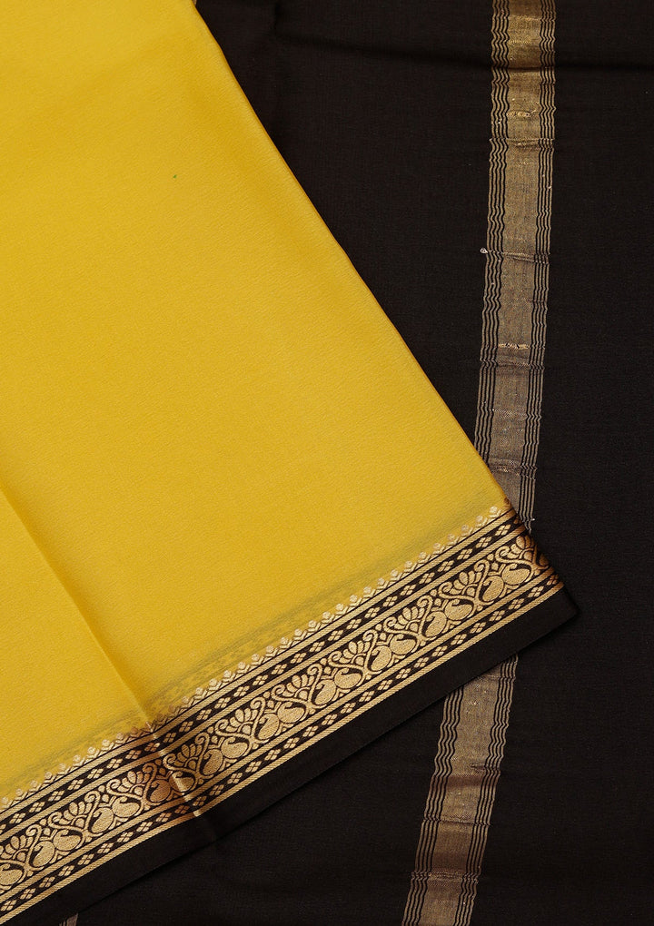 Yellow Zariwork Pure Crepe Silk Saree_koskii