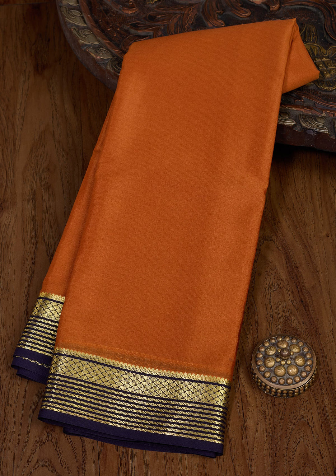 Brown Zariwork Pure Crepe Silk Saree-Koskii