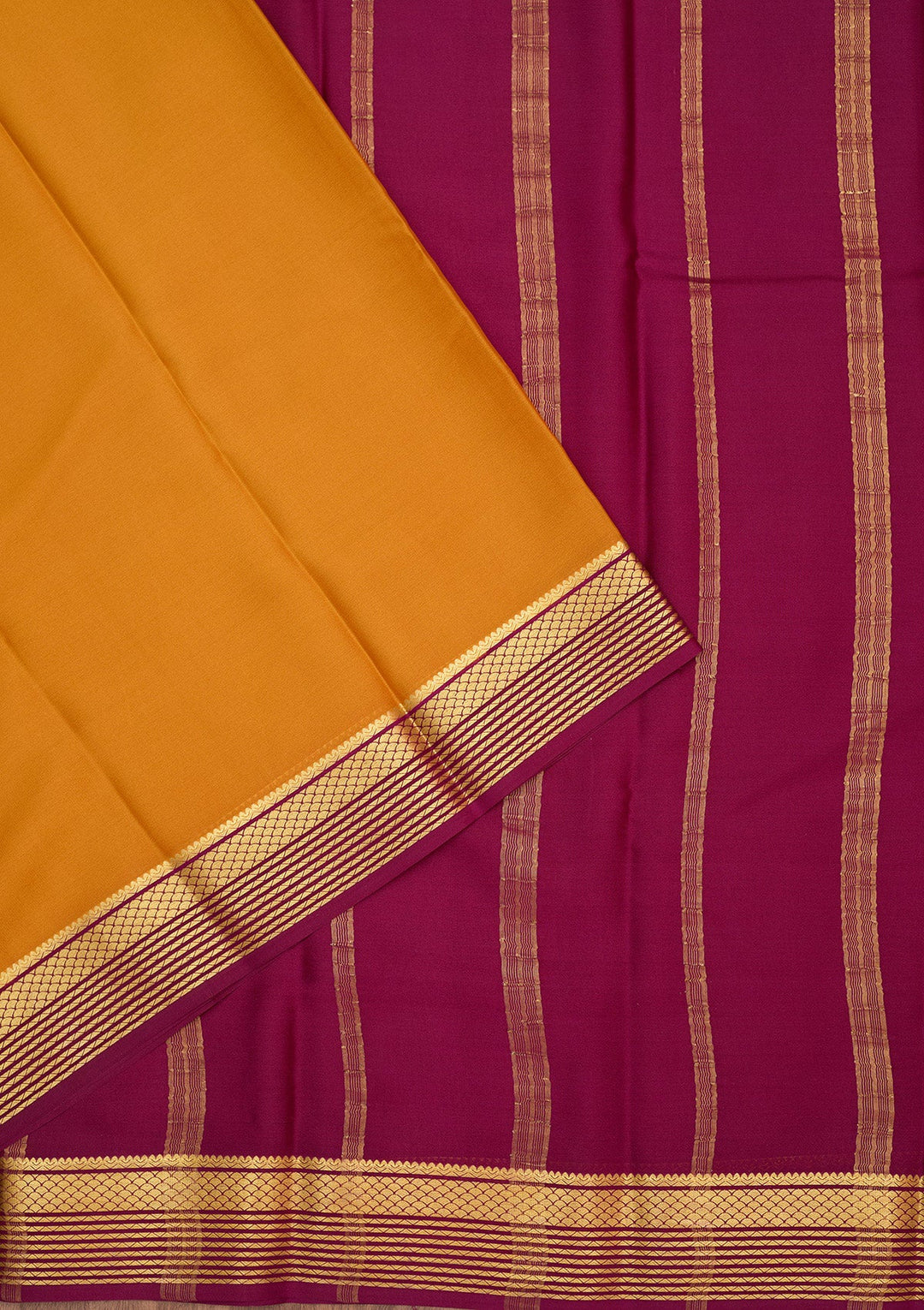 Mustard Zariwork Pure Crepe Silk Saree-Koskii