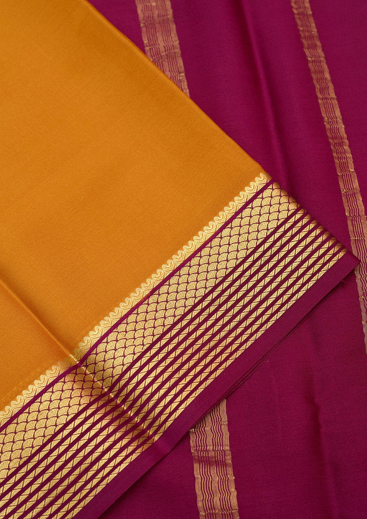 Mustard Zariwork Pure Crepe Silk Saree-Koskii