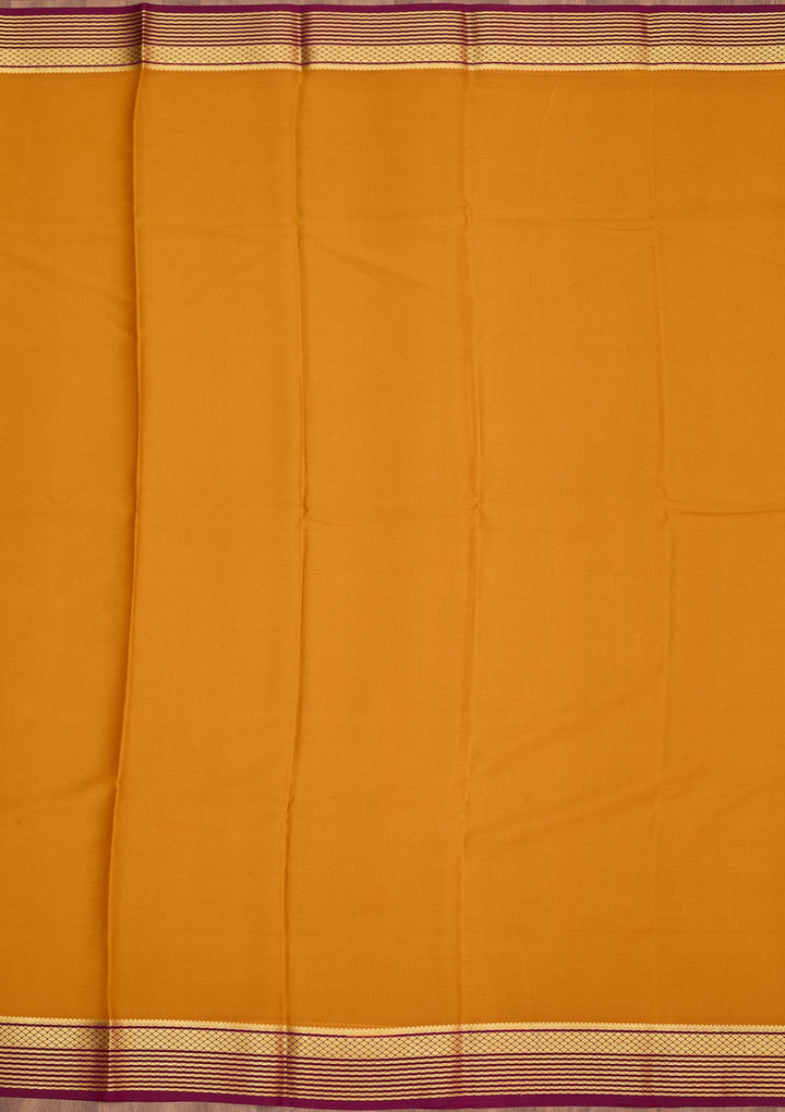 Mustard Zariwork Pure Crepe Silk Saree-Koskii