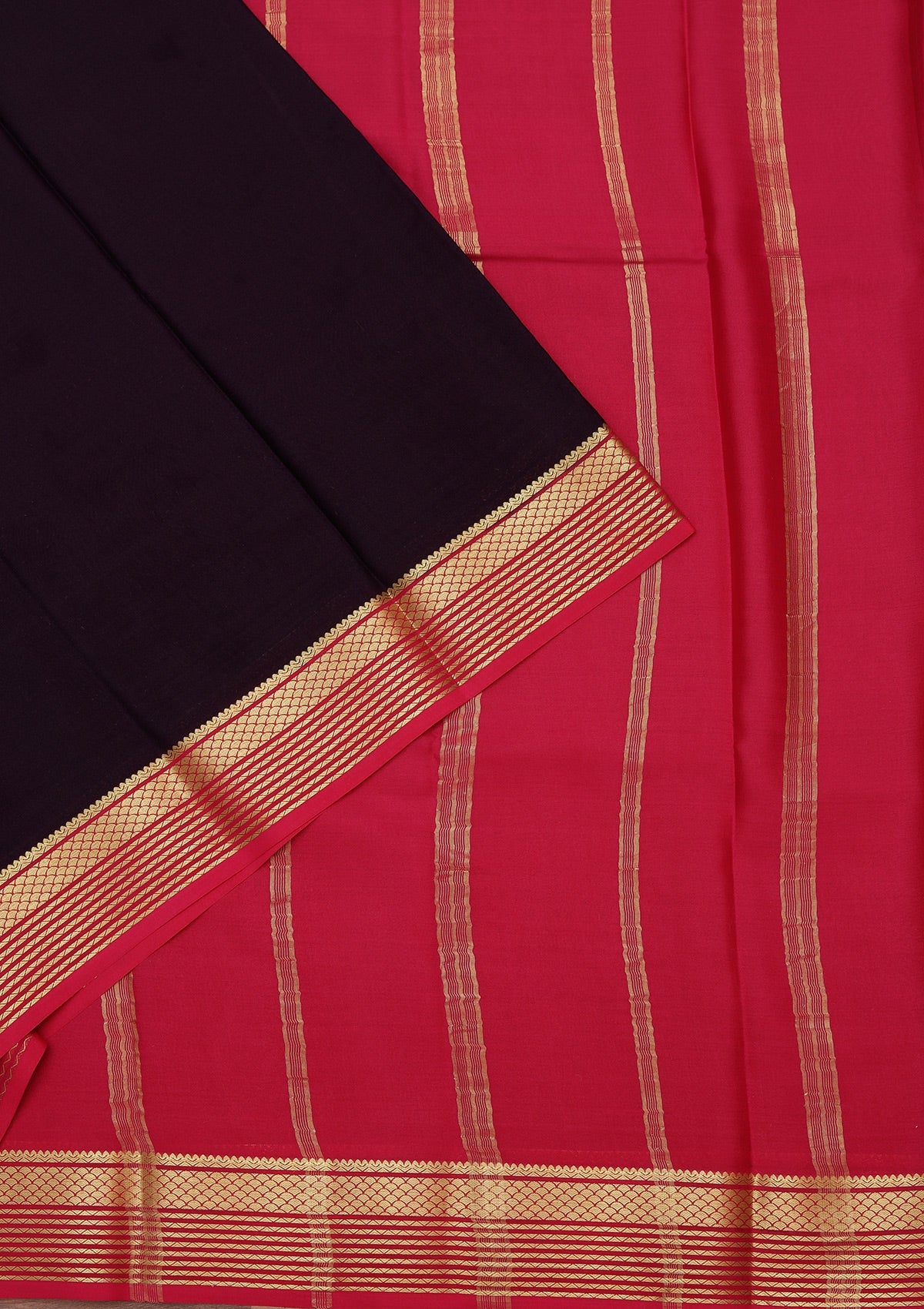 Navy Blue Zariwork Pure Crepe Silk Saree-koskii