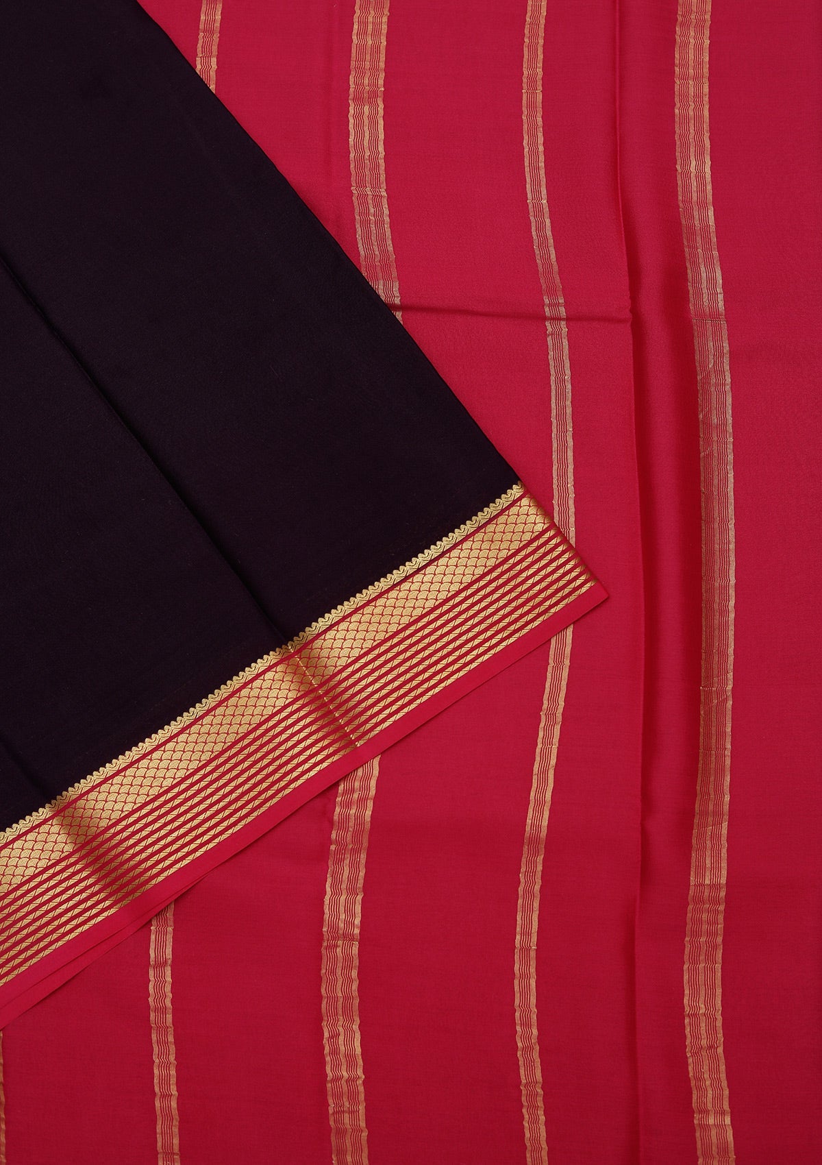 Navy Blue Zariwork Pure Crepe Silk Saree-koskii