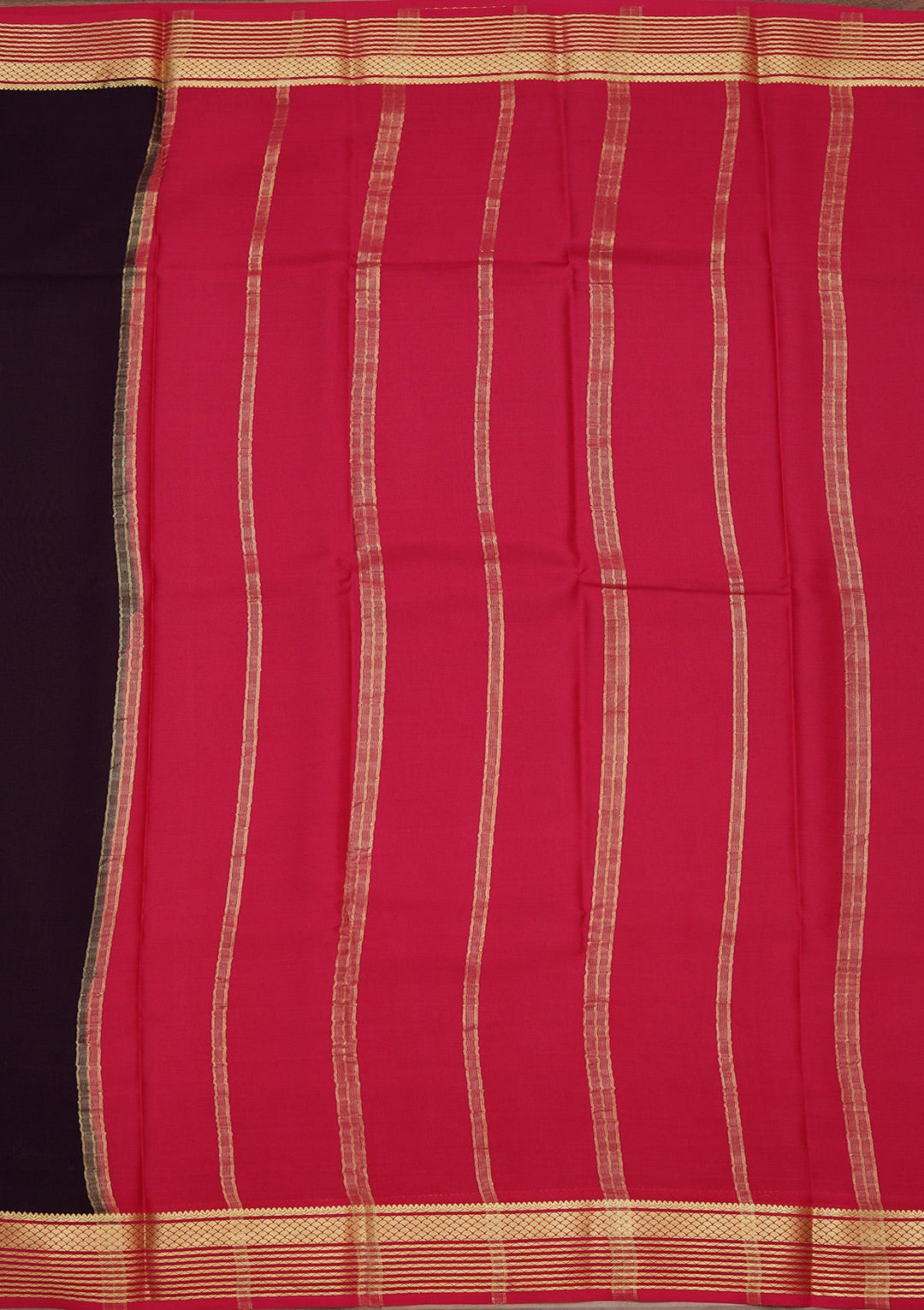 Navy Blue Zariwork Pure Crepe Silk Saree_koskii