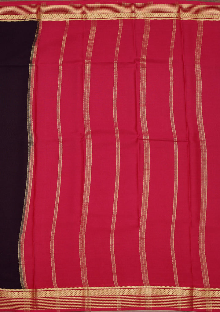 Navy Blue Zariwork Pure Crepe Silk Saree_koskii