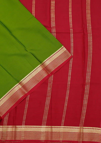 Parrot Green Zariwork Pure Crepe Silk Saree-koskii