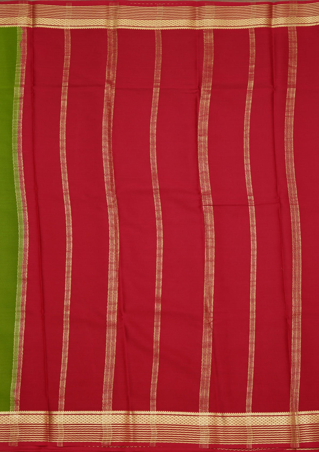 Parrot Green Zariwork Pure Crepe Silk Saree_koskii
